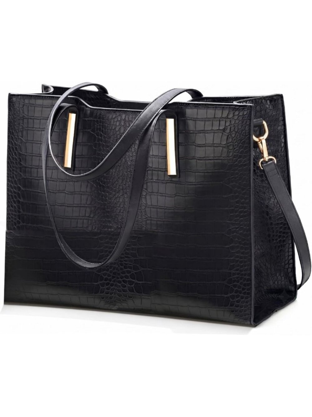 Stylish 15.6" Laptop Tote Bag for Women - Large Work Briefcase, Black